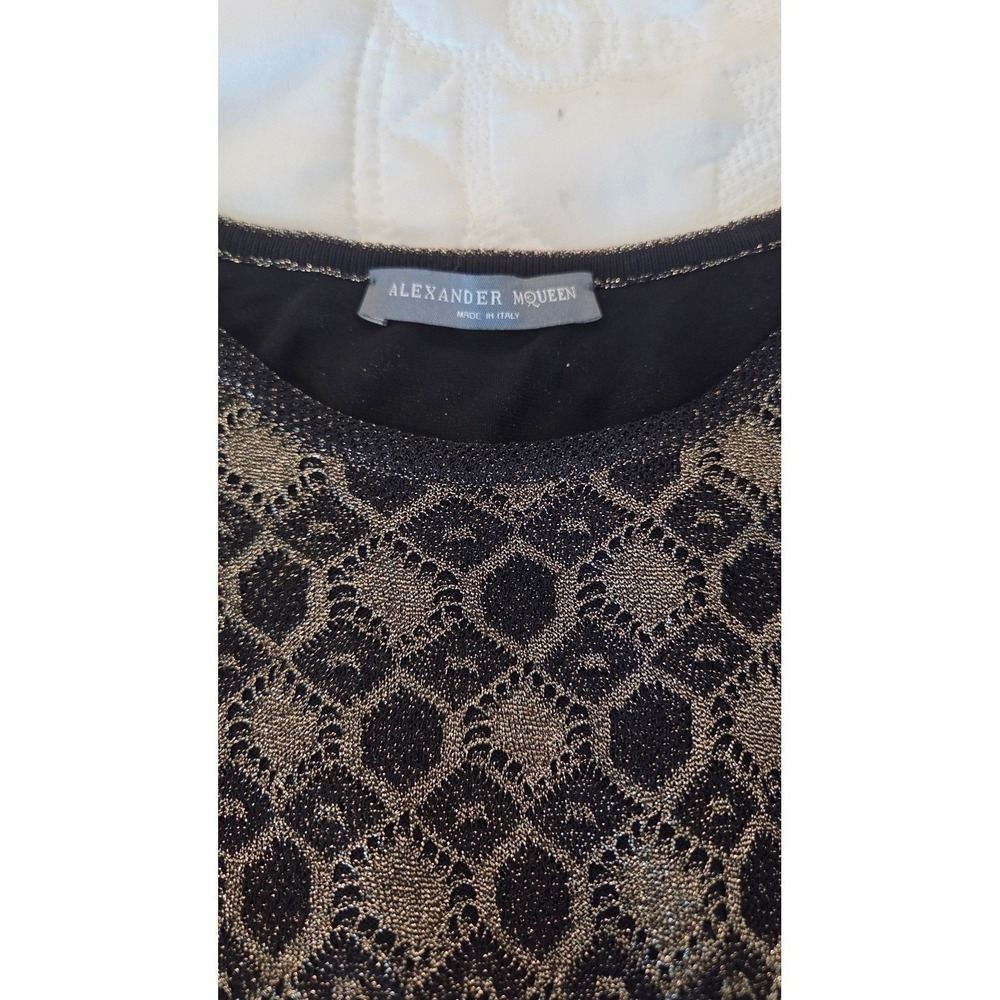 Alexander McQueen Metallic Jacquard Knit Skater Dress Fit Flare Black Gold Small - Picture 2 of 15